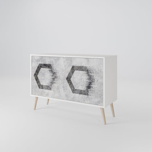 HEXAGONAL FIGURES Madia a 2 Ante in Finitura Bianca