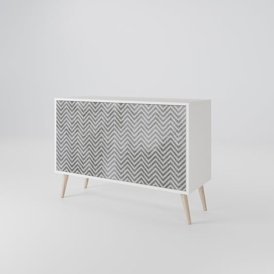 CONCRETE ZIG ZAG Madia a 2 Ante in Finitura Bianca