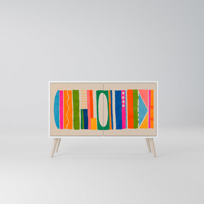 GEOMETRIC SHINE Madia a 2 Ante in Finitura Bianca