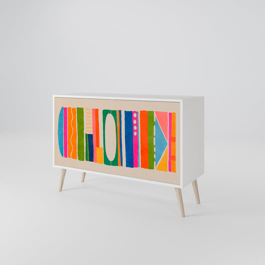 GEOMETRIC SHINE Madia a 2 Ante in Finitura Bianca