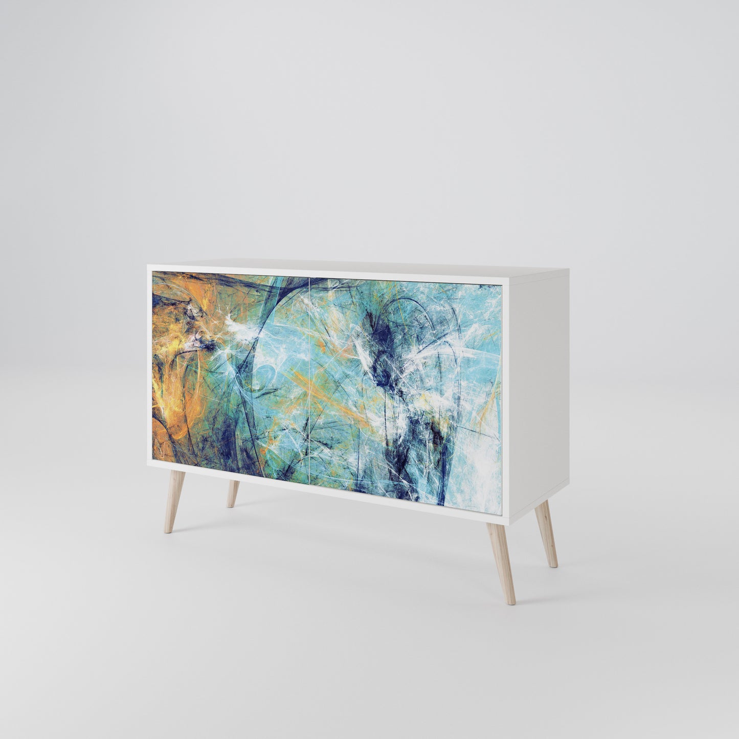 ABSTRACT THOUGHTS Madia a 2 Ante in Finitura Bianca