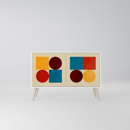 GEOMETRIC PUZZLE Madia a 2 Ante in Finitura Bianca