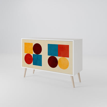 GEOMETRIC PUZZLE Madia a 2 Ante in Finitura Bianca