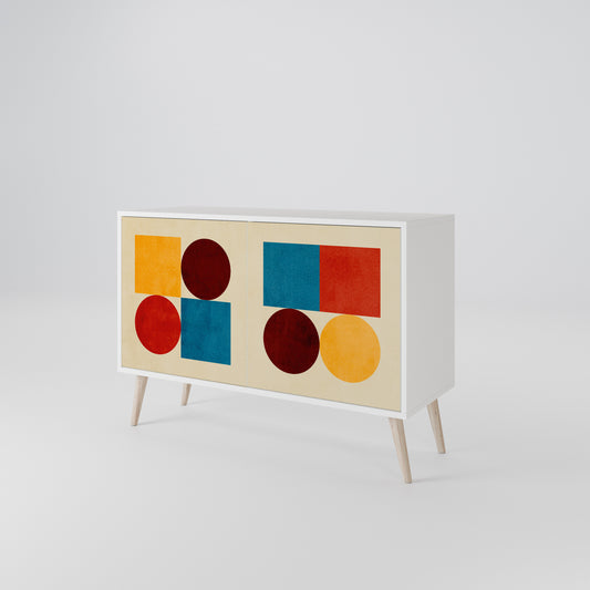 GEOMETRIC PUZZLE Madia a 2 Ante in Finitura Bianca