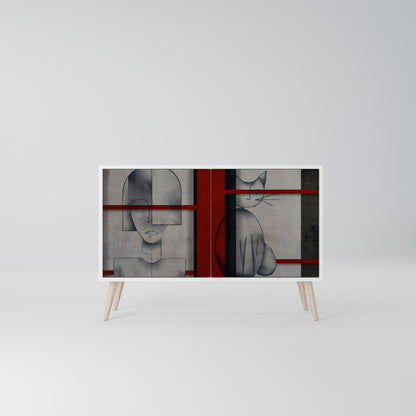 GRAY FIGURES Madia a 2 Ante in Finitura Bianca