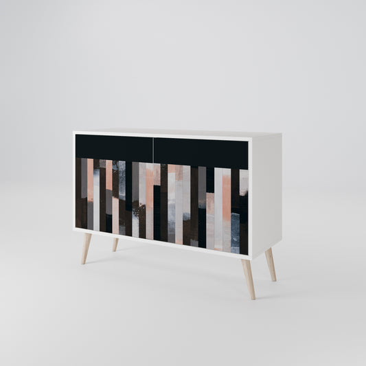 COLLAGE OF RECTANGLES 2-Door Sideboard in White Finish
