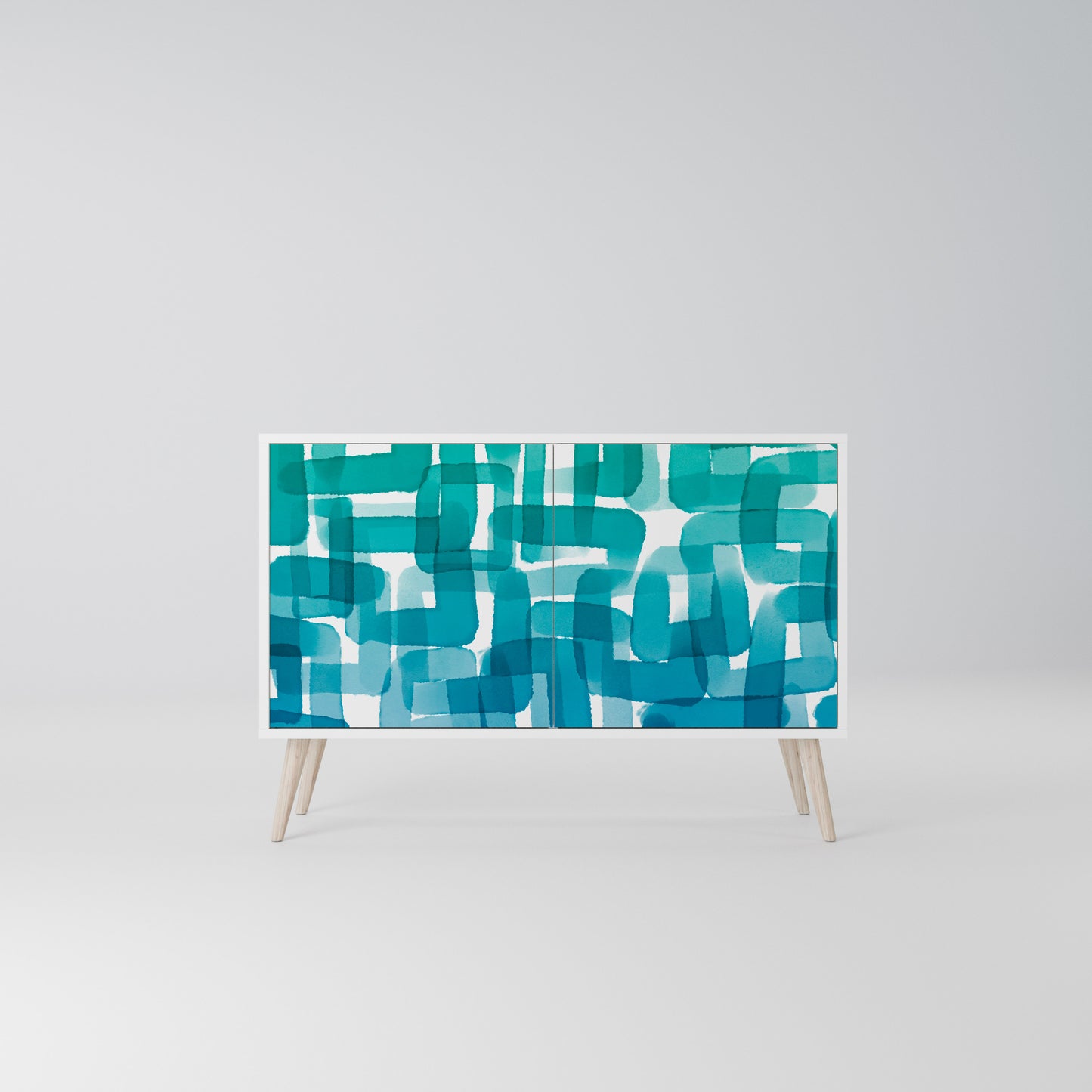 TURQUOISE RECTANGLES Madia a 2 Ante in Finitura Bianca