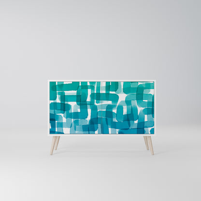 TURQUOISE RECTANGLES Madia a 2 Ante in Finitura Bianca