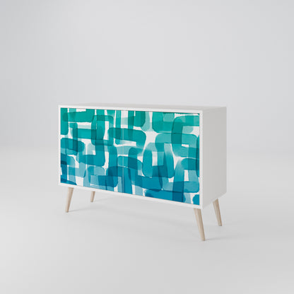TURQUOISE RECTANGLES Madia a 2 Ante in Finitura Bianca