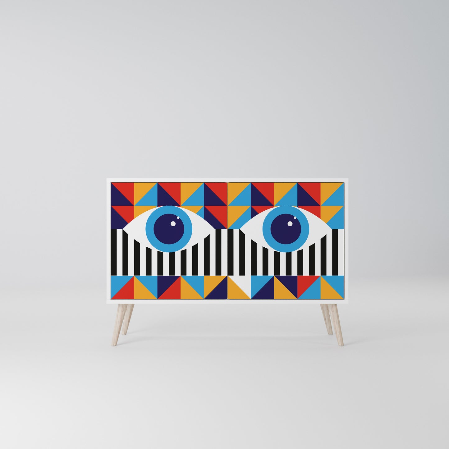 ABSTRACTION AND GEOMETRY Madia a 2 Ante in Finitura Bianca