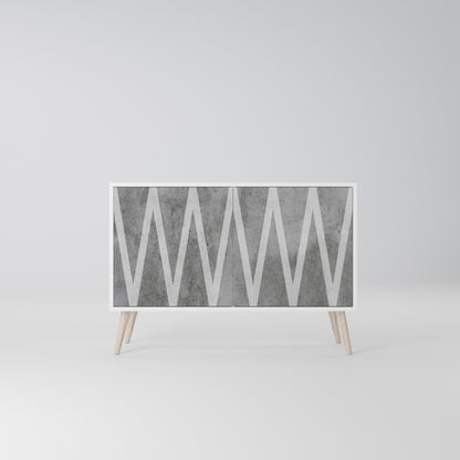 SOLID ZIG ZAG 2-Door Sideboard in White Finish