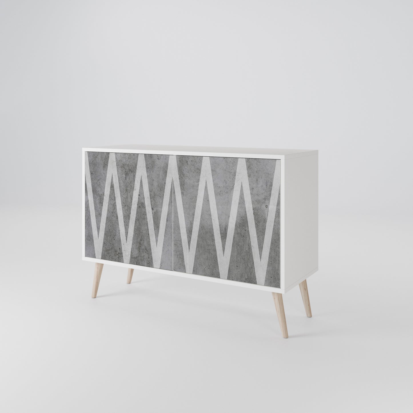 SOLID ZIG ZAG 2-Door Sideboard in White Finish