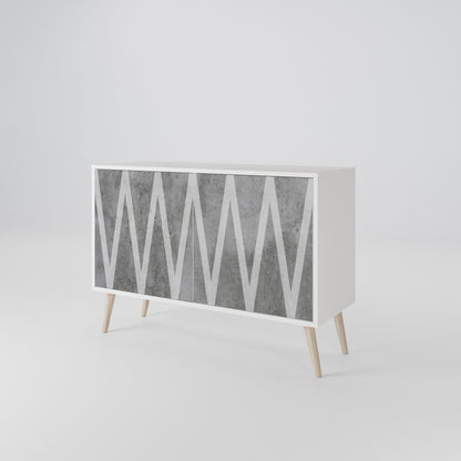 SOLID ZIG ZAG 2-Door Sideboard in White Finish