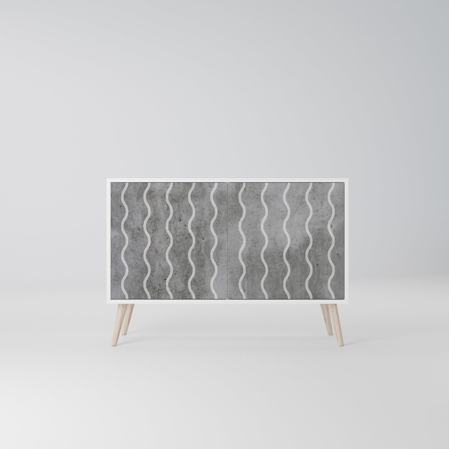 WAVES OF CONCRETE Madia a 2 Ante in Finitura Bianca