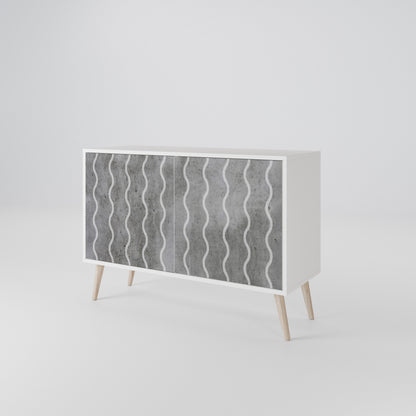 WAVES OF CONCRETE Madia a 2 Ante in Finitura Bianca