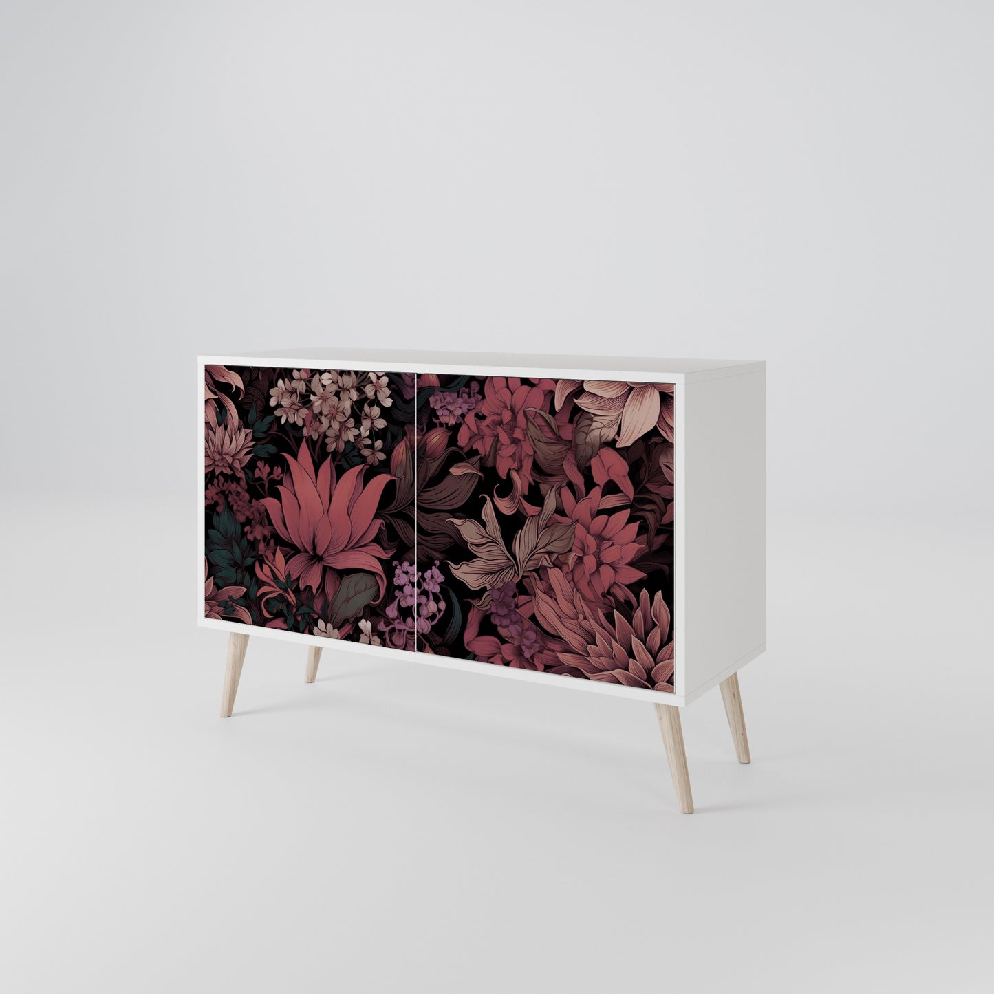 FLORAL WHISPER 2-Door Sideboard in White Finish