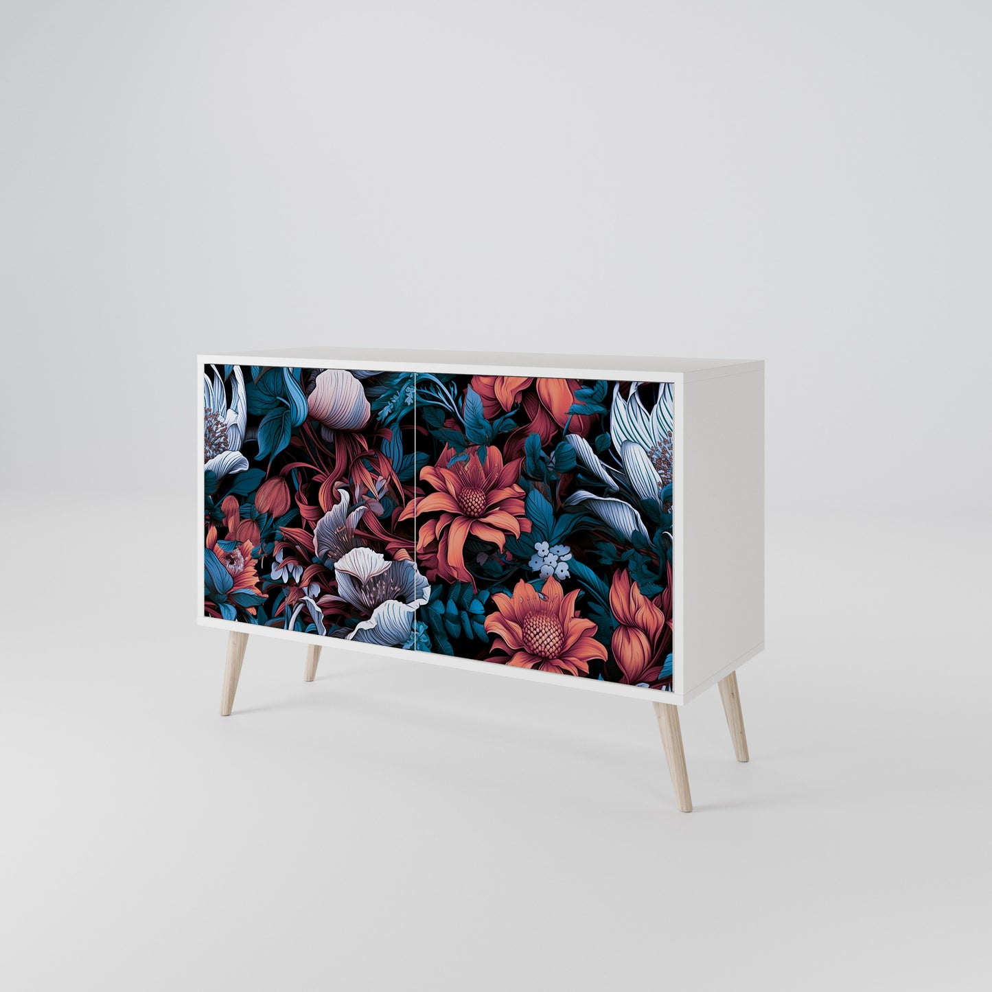 ETHEREAL BLOSSOMS 2-Door Sideboard in White Finish