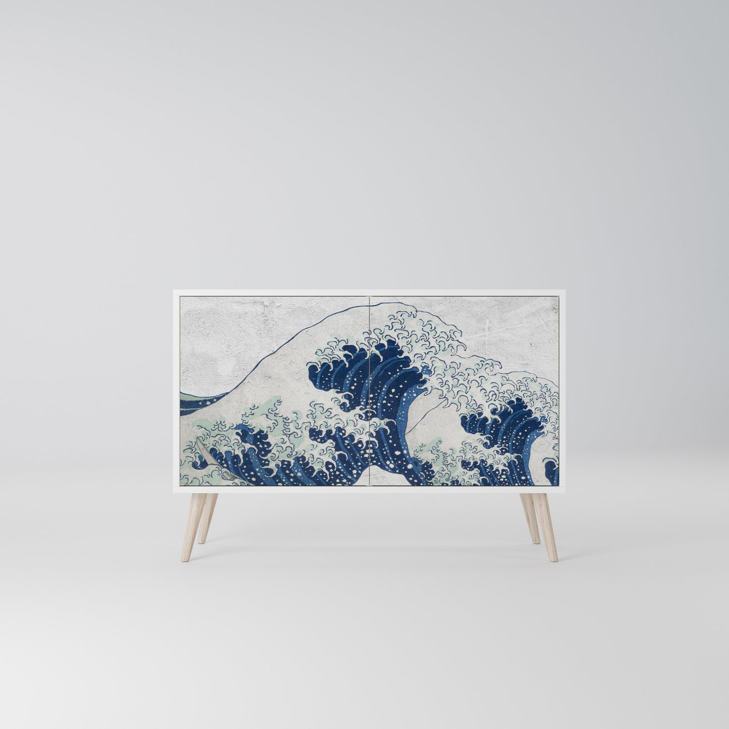 THE GREAT WAVE AT KANAGAWA 2-Door Sideboard in White Finish