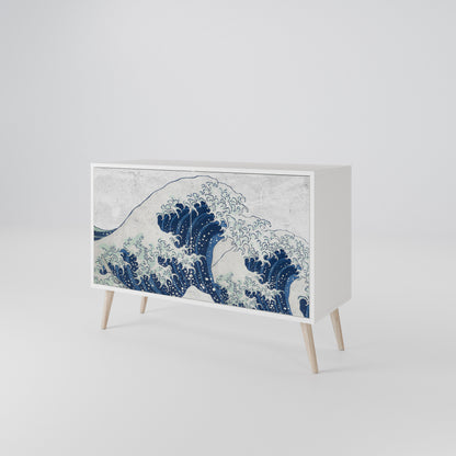 THE GREAT WAVE AT KANAGAWA 2-Door Sideboard in White Finish