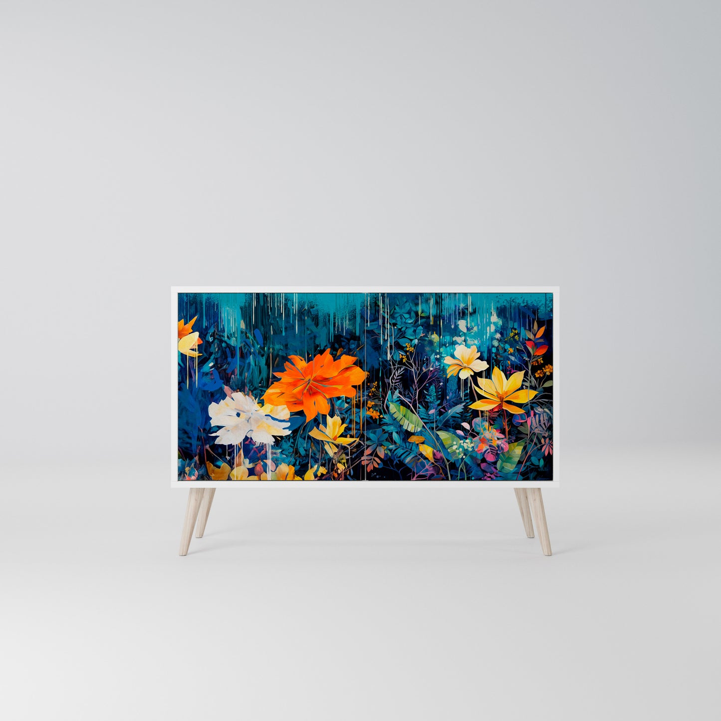MIDNIGHT BLOSSOM 2-Door Sideboard in White Finish
