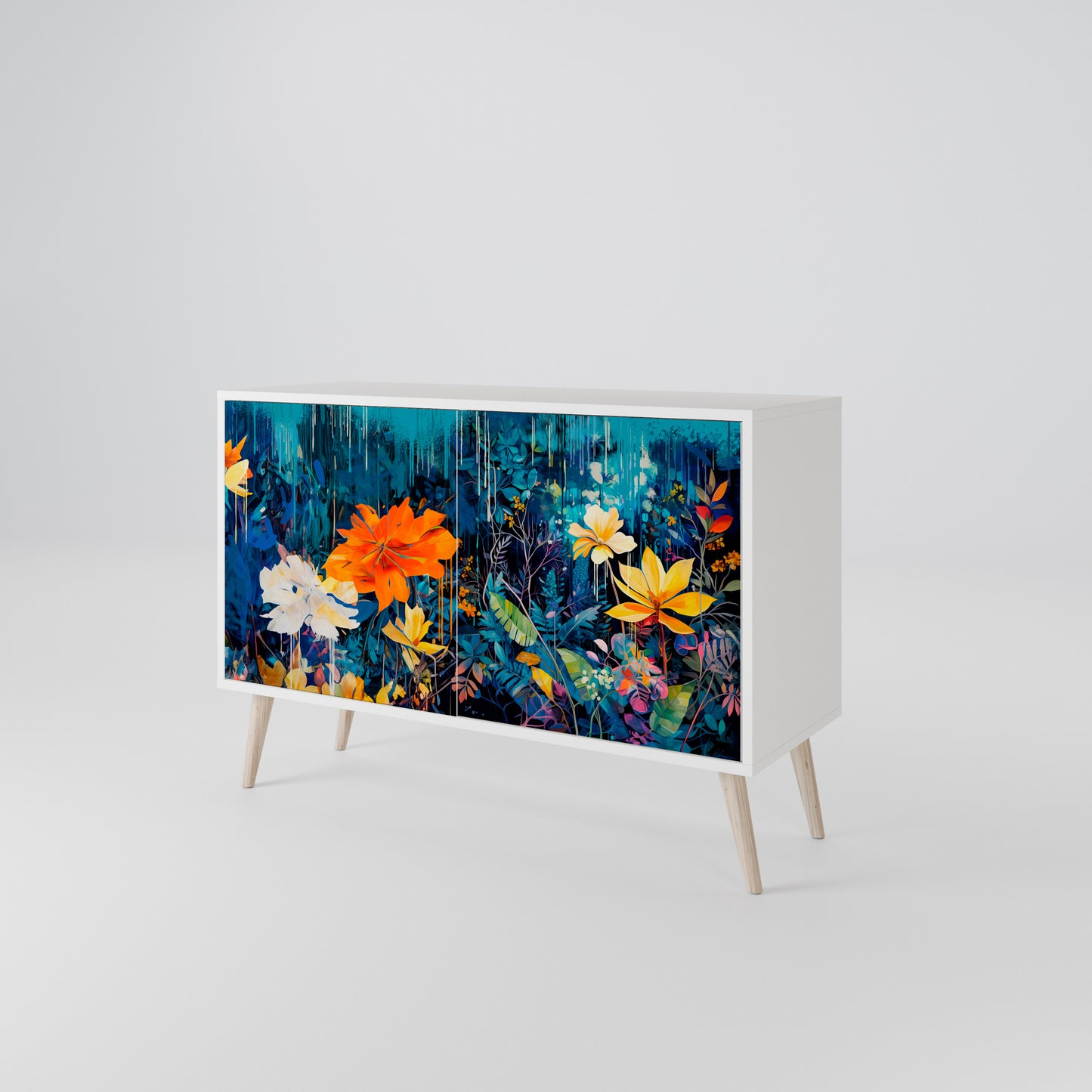 MIDNIGHT BLOSSOM 2-Door Sideboard in White Finish