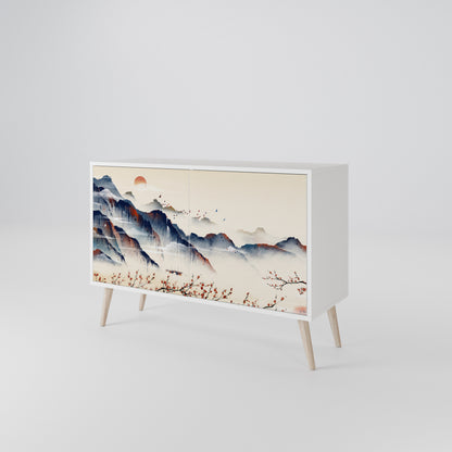 JAPANESE LANDSCAPE 2-Door Sideboard in White Finish