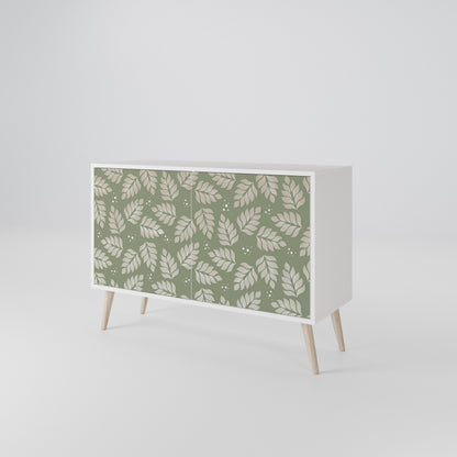 LEAVES ON GREEN Madia a 2 Ante in Finitura Bianca