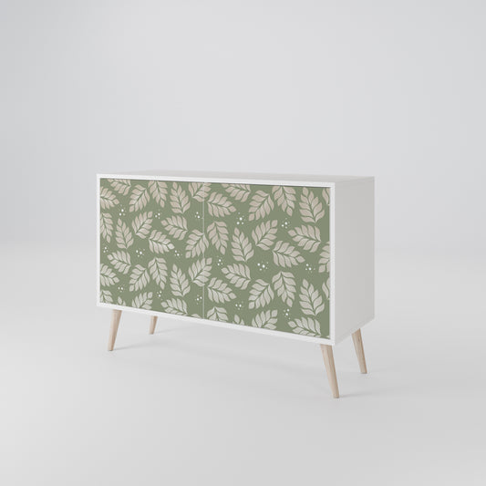 LEAVES ON GREEN Madia a 2 Ante in Finitura Bianca