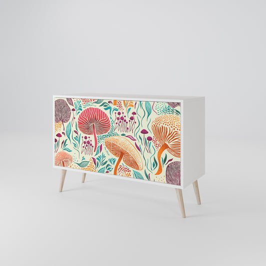 FUNGUS FANTASY Madia a 2 Ante in Finitura Bianca