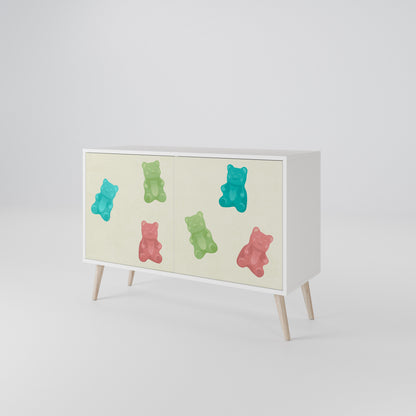 GUMMY BEARS Madia a 2 Ante in Finitura Bianca