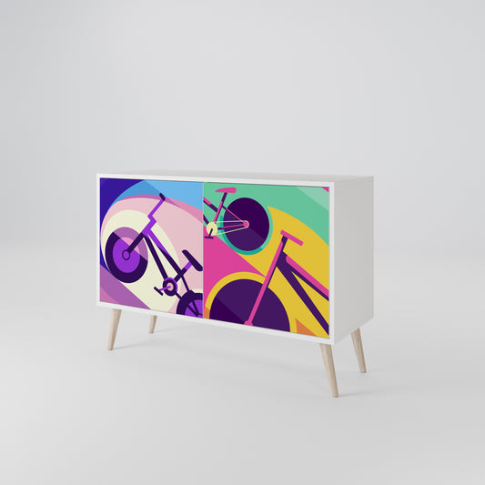 BIKE DREAMS Madia a 2 Ante in Finitura Bianca