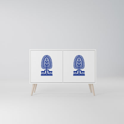 POLISH FOLK ART Madia a 2 Ante in Finitura Bianca