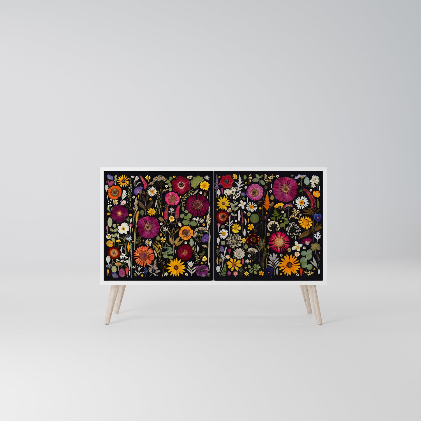 MIDNIGHT GARDEN Madia a 2 Ante in Finitura Bianca