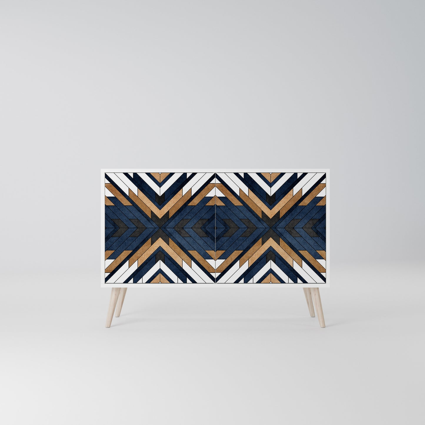 ARTFUL GEOMETRY Madia a 2 Ante in Finitura Bianca