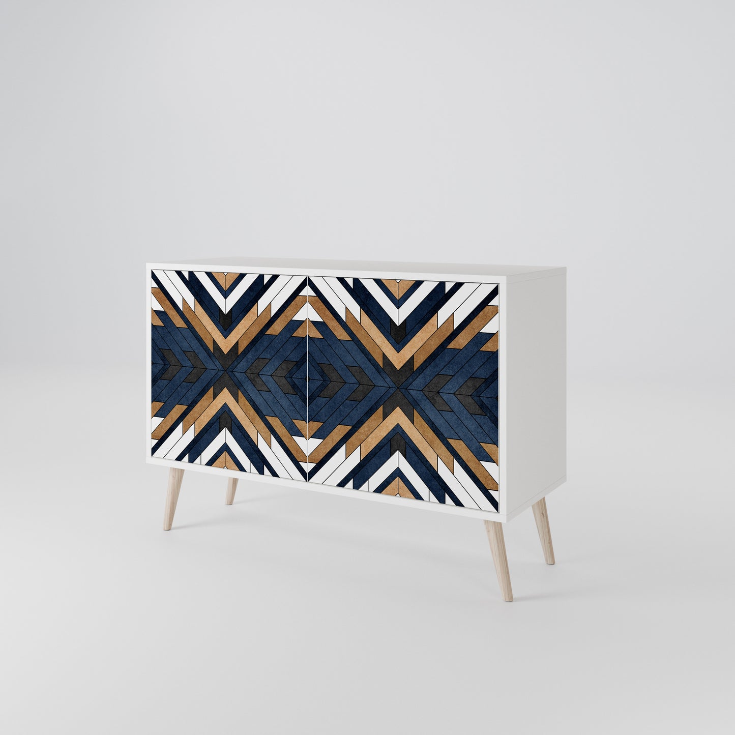 ARTFUL GEOMETRY Madia a 2 Ante in Finitura Bianca