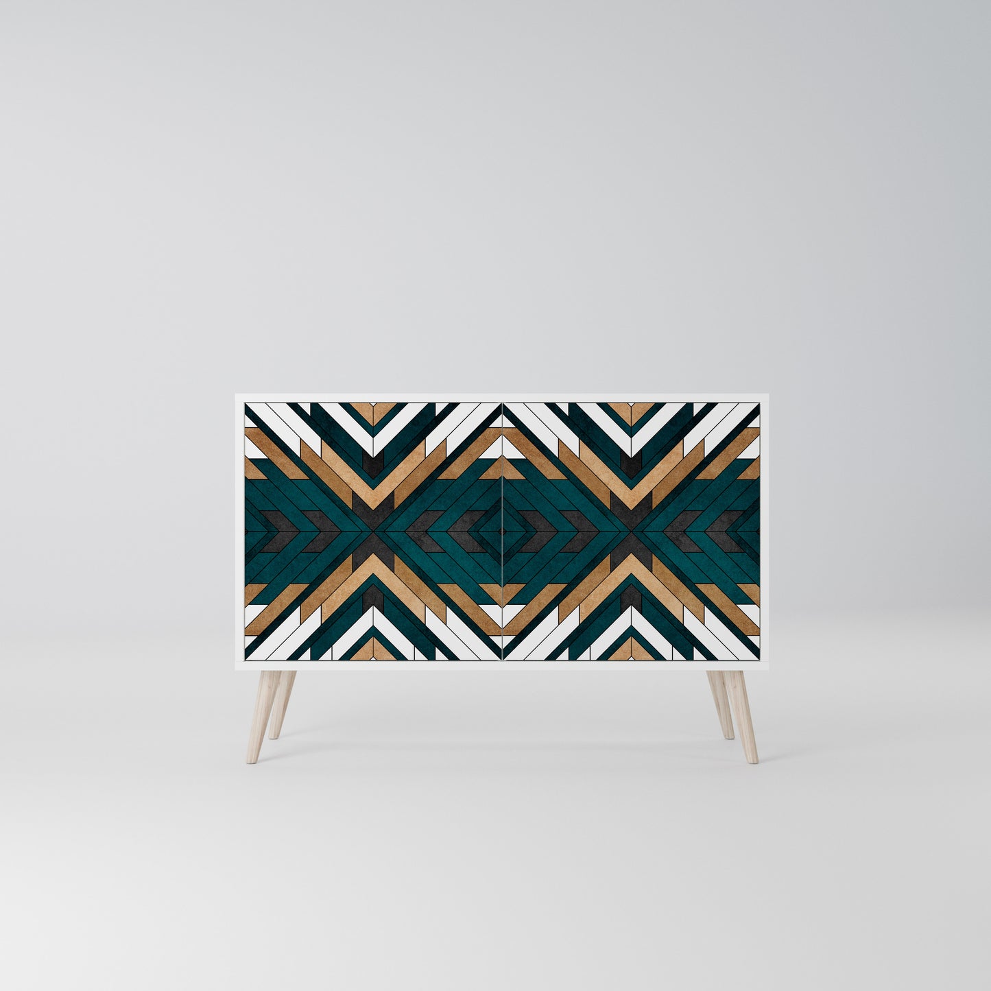 ARTISTIC GEOMETRY Madia a 2 Ante in Finitura Bianca