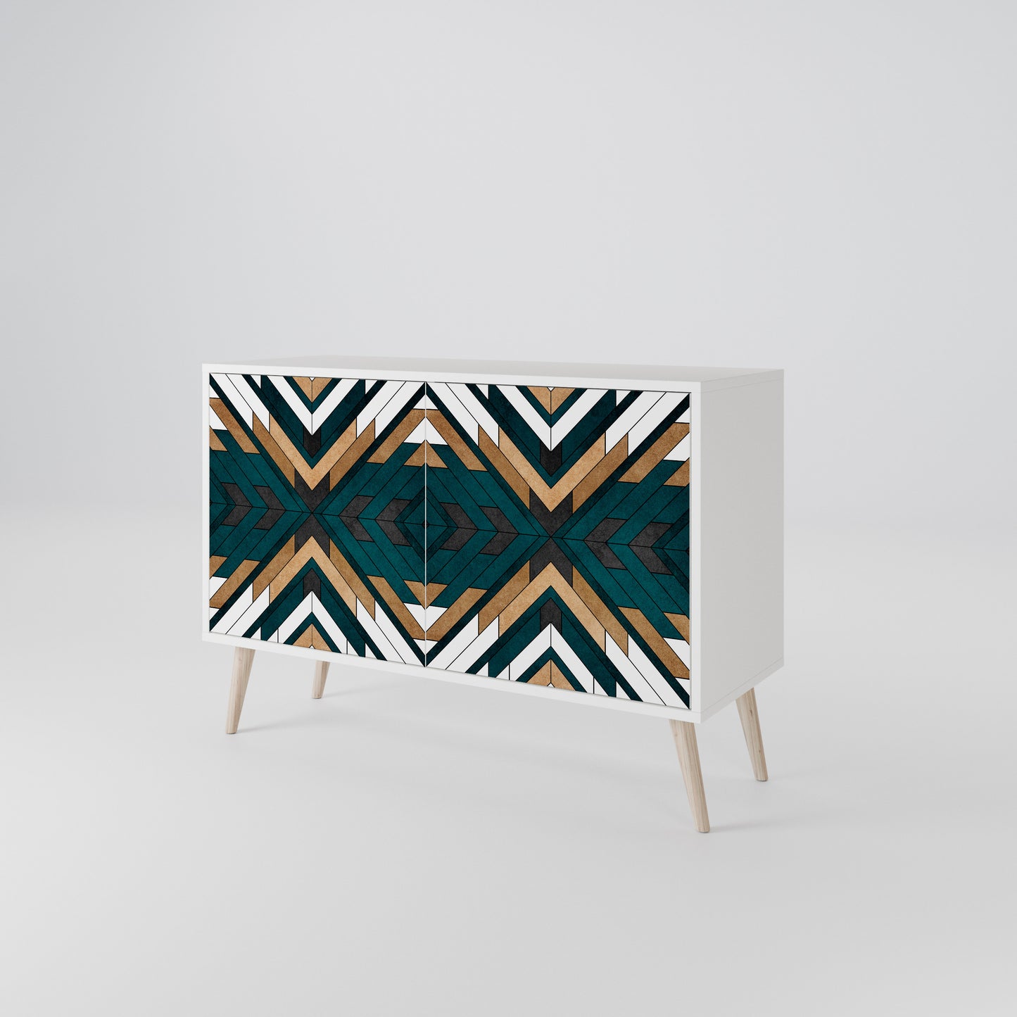 ARTISTIC GEOMETRY Madia a 2 Ante in Finitura Bianca