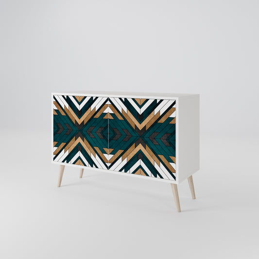 ARTISTIC GEOMETRY Madia a 2 Ante in Finitura Bianca