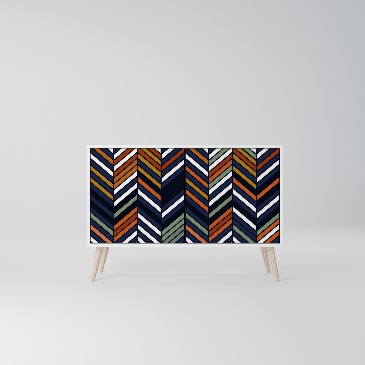 VIBRANT PATCHWORK Madia a 2 Ante in Finitura Bianca