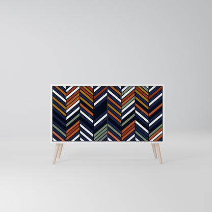 VIBRANT PATCHWORK Madia a 2 Ante in Finitura Bianca