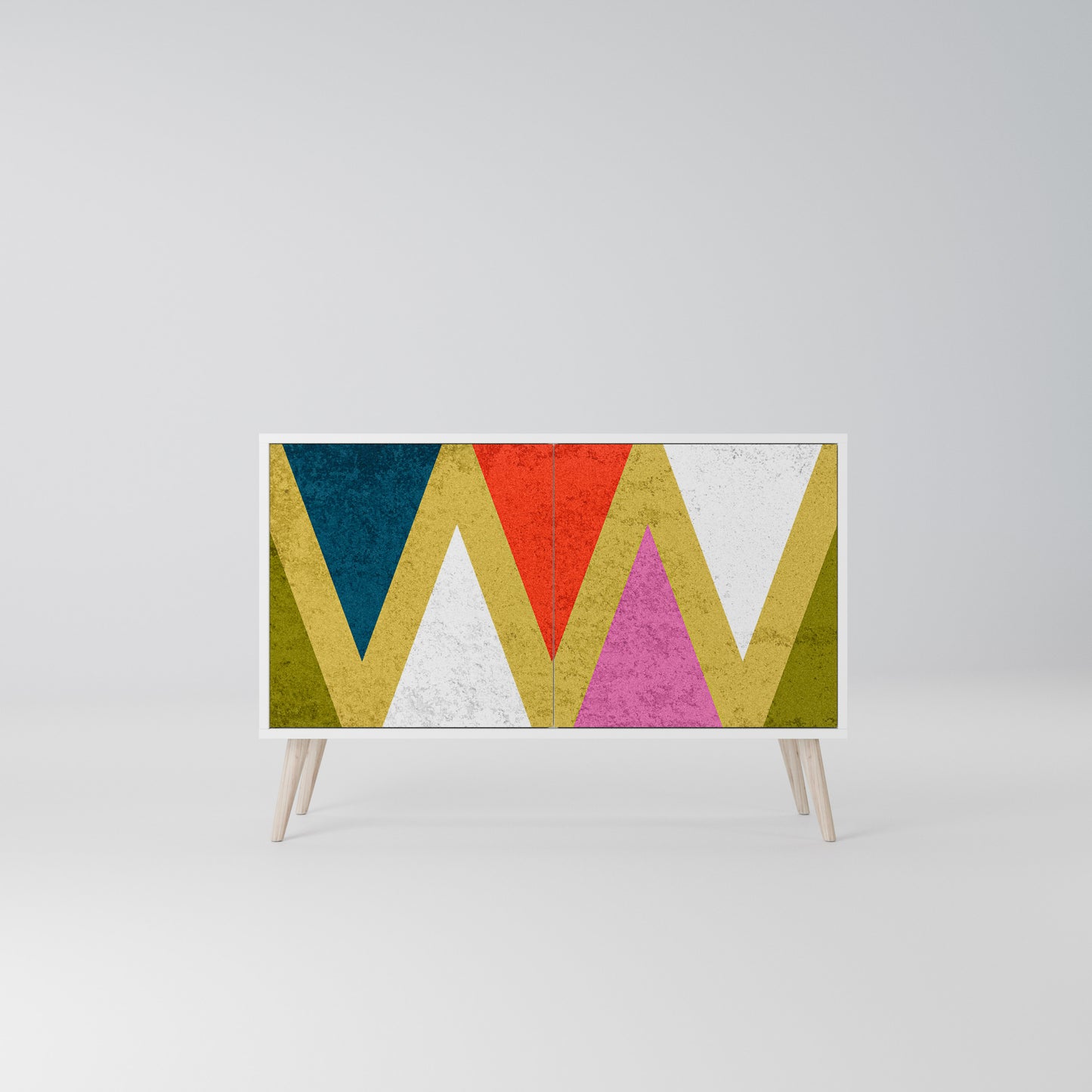 COLORFUL TRIANGLES Madia a 2 Ante in Finitura Bianca