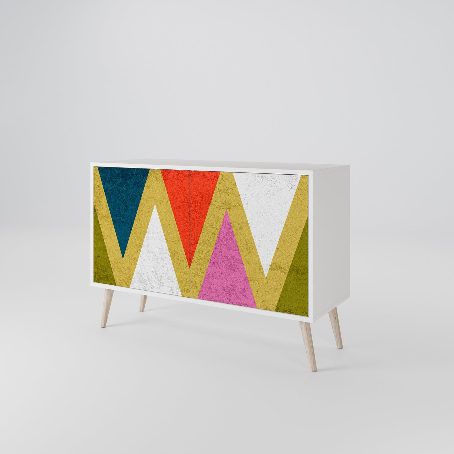 COLORFUL TRIANGLES Madia a 2 Ante in Finitura Bianca