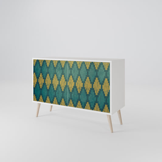 POLYGONS Madia a 2 Ante in Finitura Bianca