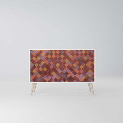 PAINTED SQUARES Madia a 2 Ante in Finitura Bianca