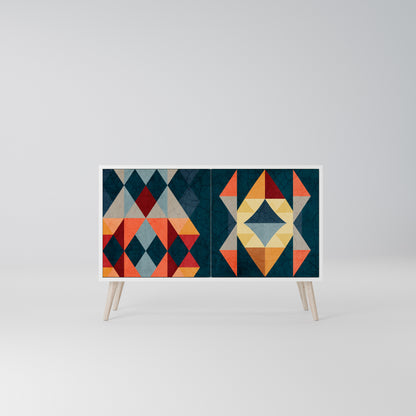 CRACKED ILLUSION Madia a 2 Ante in Finitura Bianca