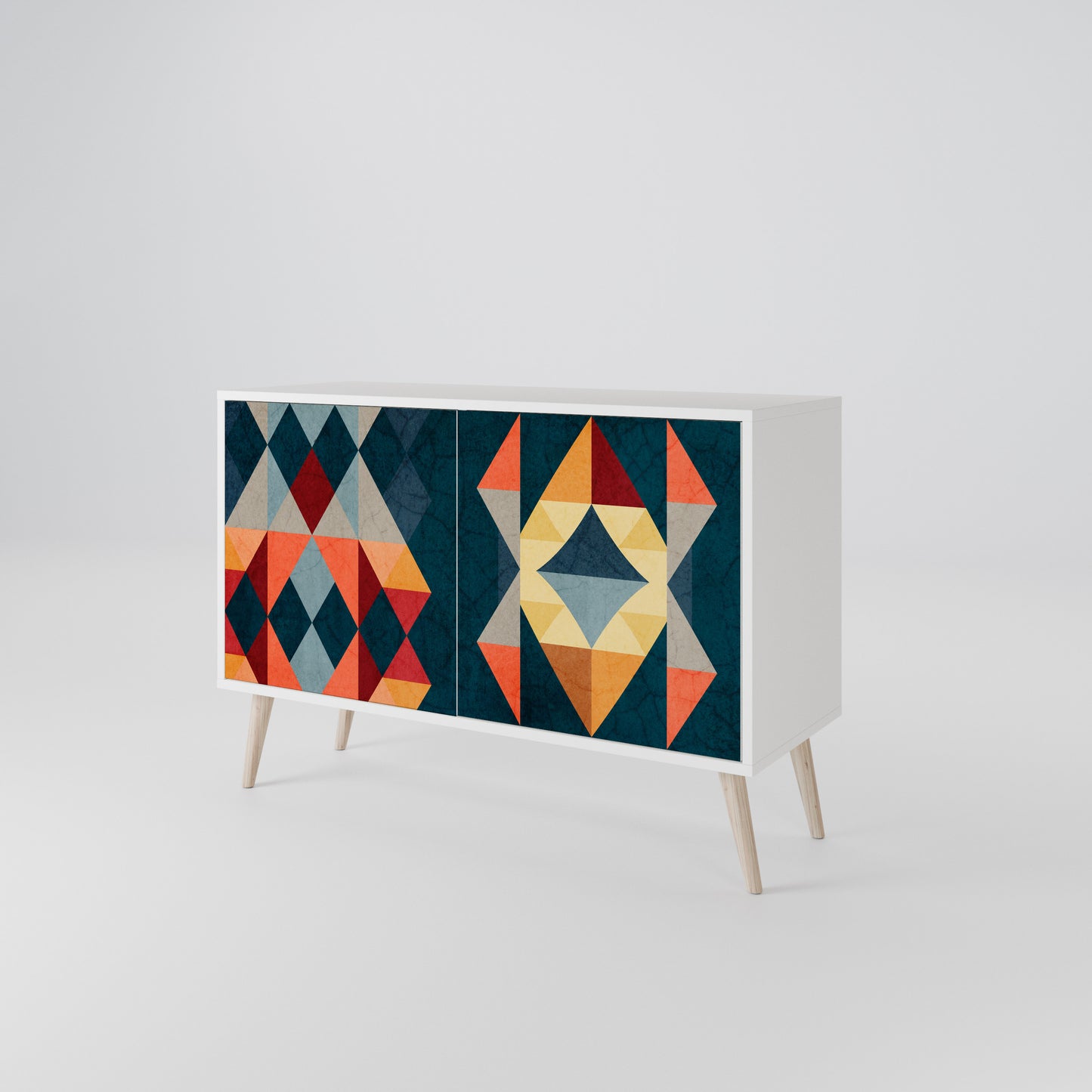 CRACKED ILLUSION Madia a 2 Ante in Finitura Bianca