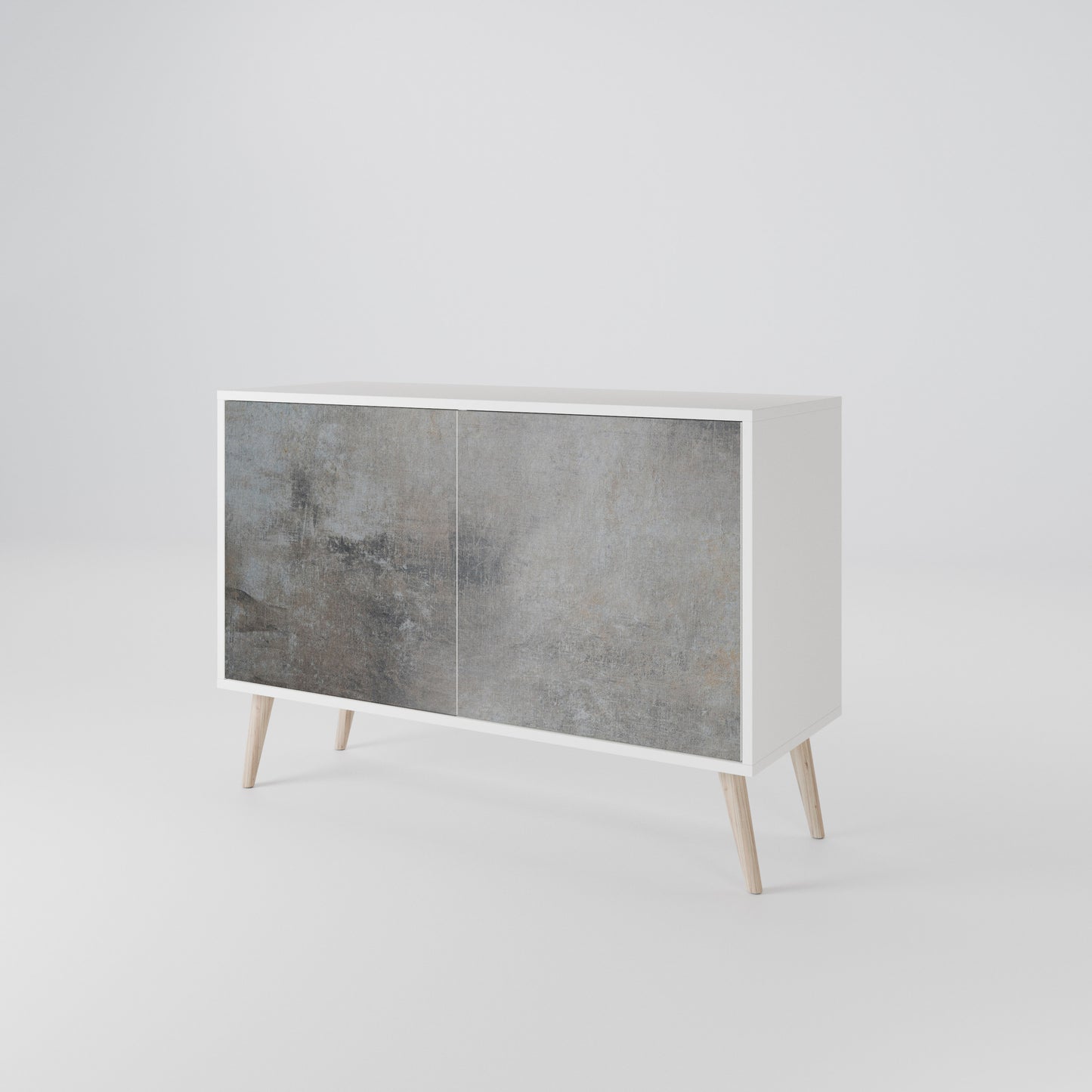 CONCRETE WALL Madia a 2 Ante in Finitura Bianca