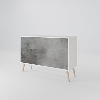 CONCRETE WALL Madia a 2 Ante in Finitura Bianca
