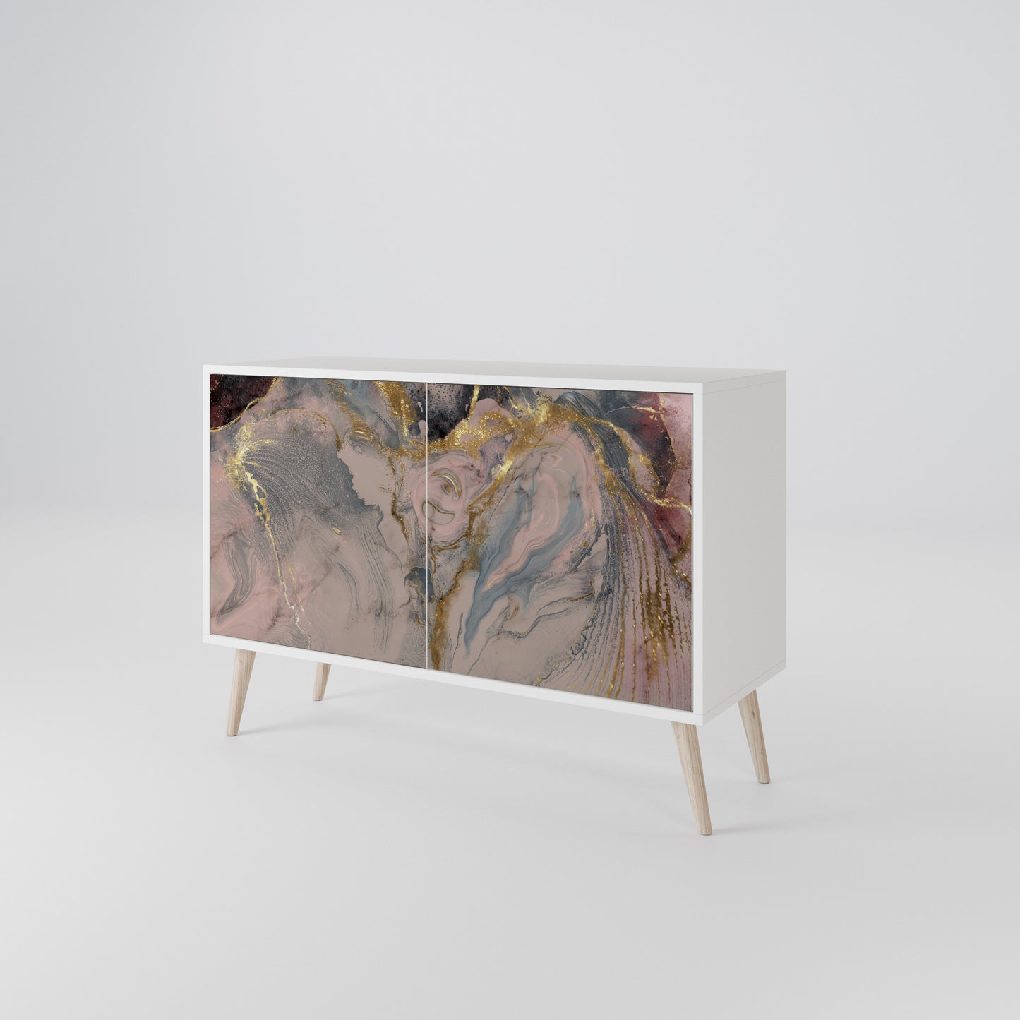 GILDED SWIRLS Madia a 2 Ante in Finitura Bianca