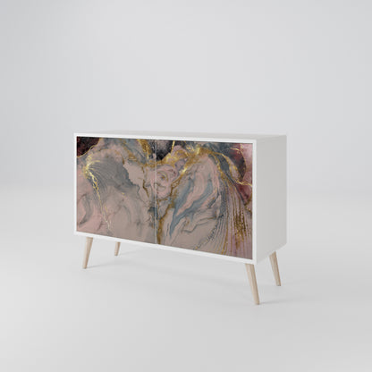 GILDED SWIRLS Madia a 2 Ante in Finitura Bianca